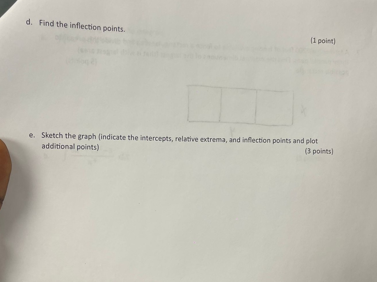 (indicate the intercepts, relative extrema, and inflection points and plot additional points)