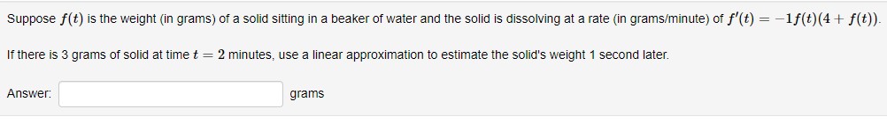 of water and the solid is dissolving at a rate {in gramsiminute)