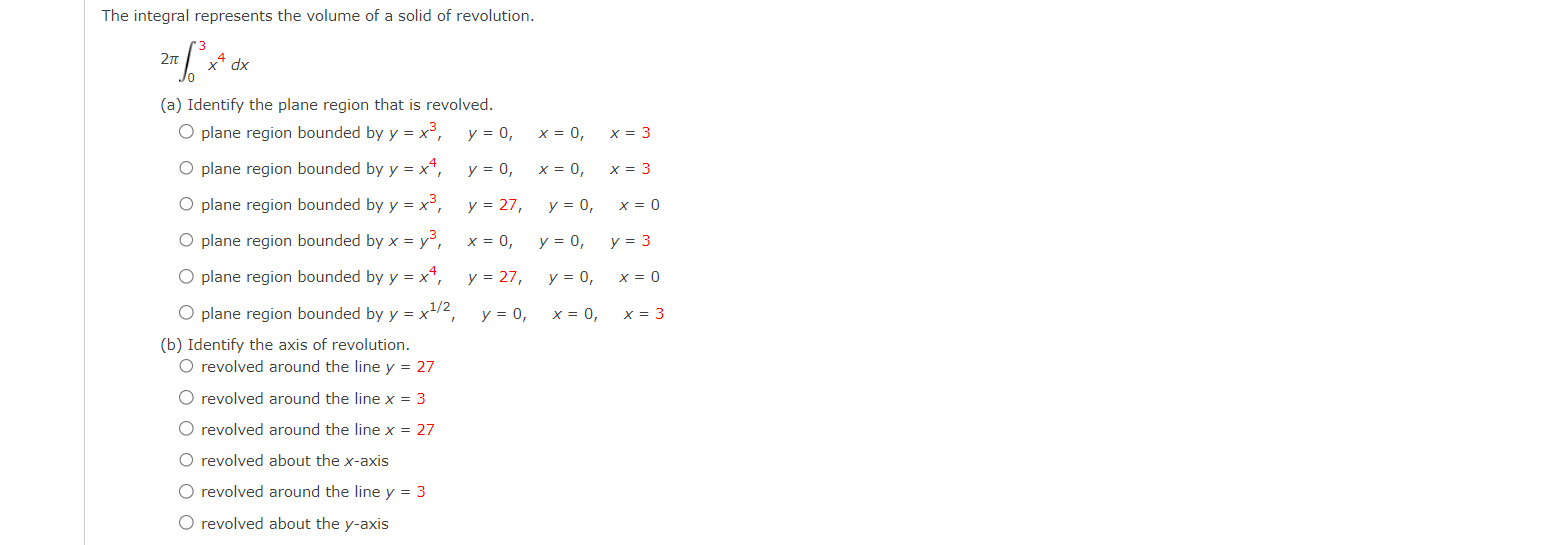 the plane region about the xiaxis. y=1x Use the shell method to