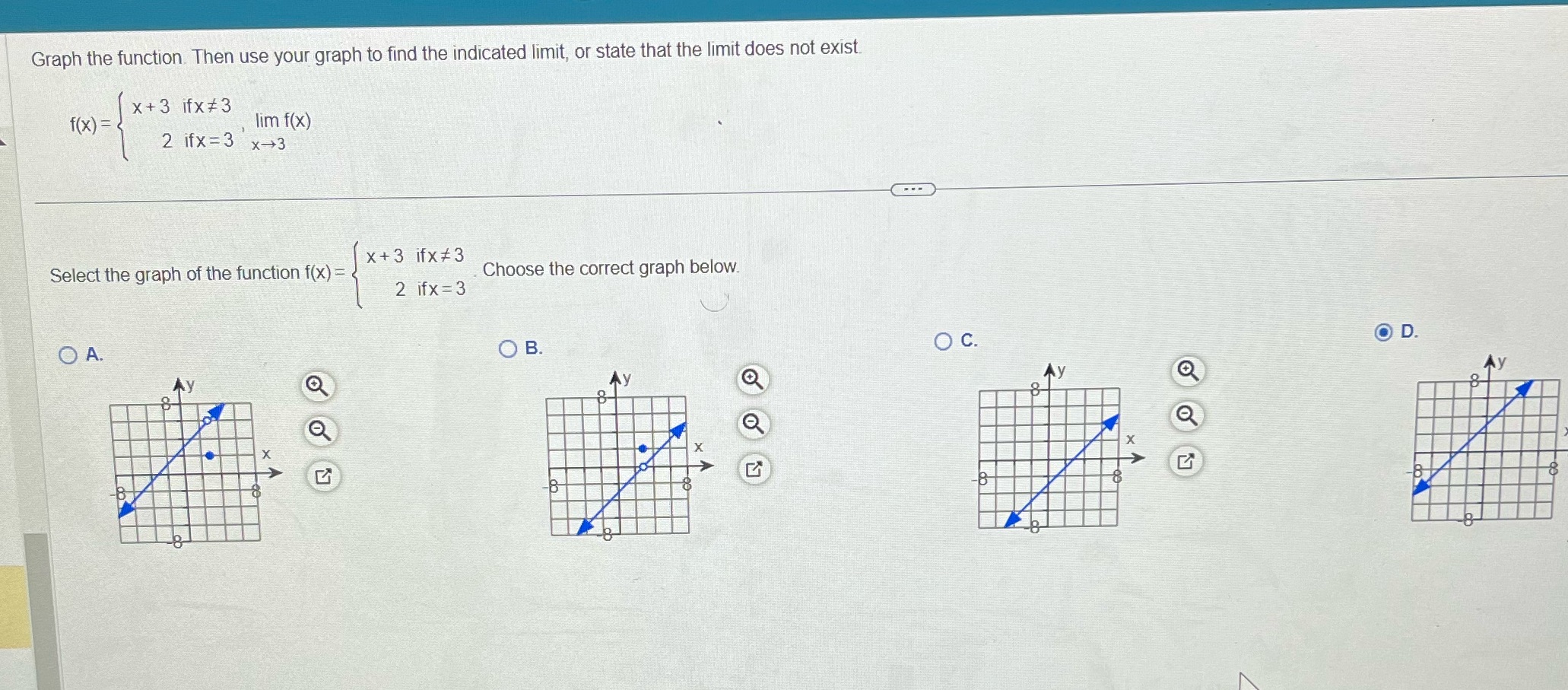  Graph the function. Then use your graph to find the indicated