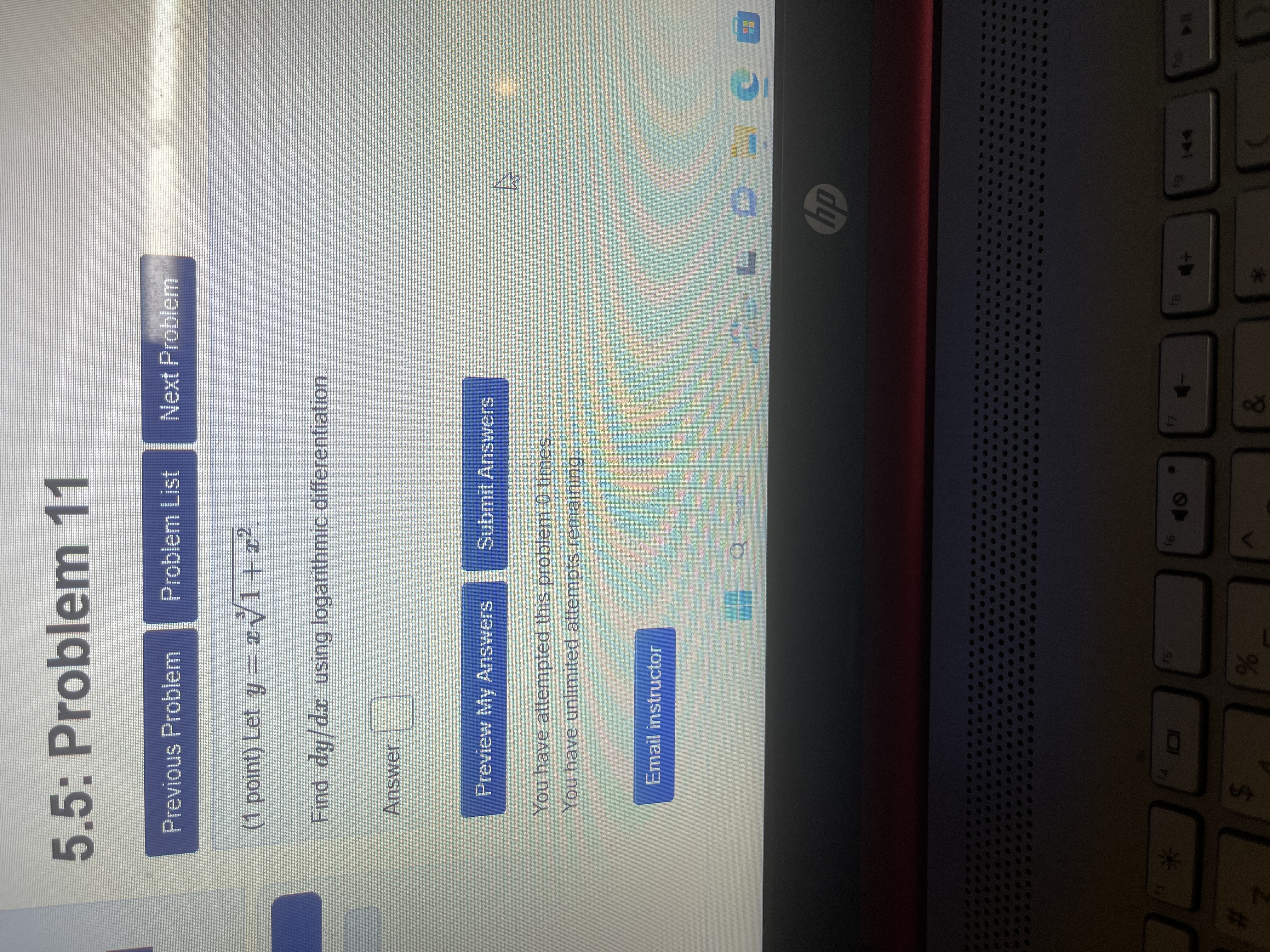  5.5: Problem 11 Previous Problem Problem List Next Problem (1 point)