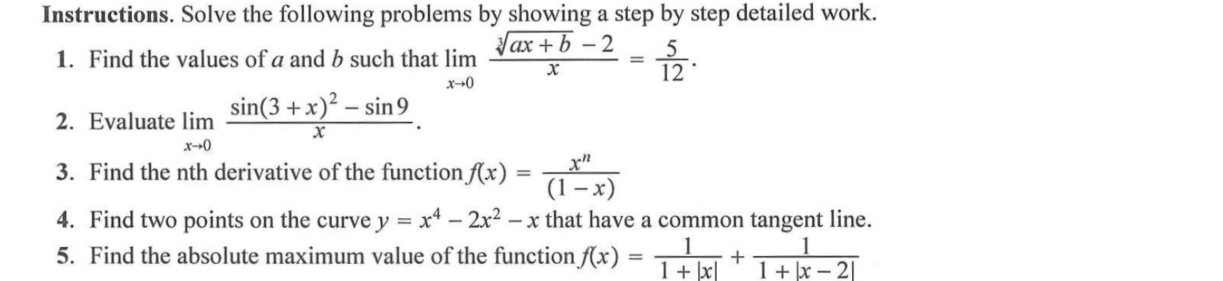 Instructions. Solve the following problems by showing a step by step