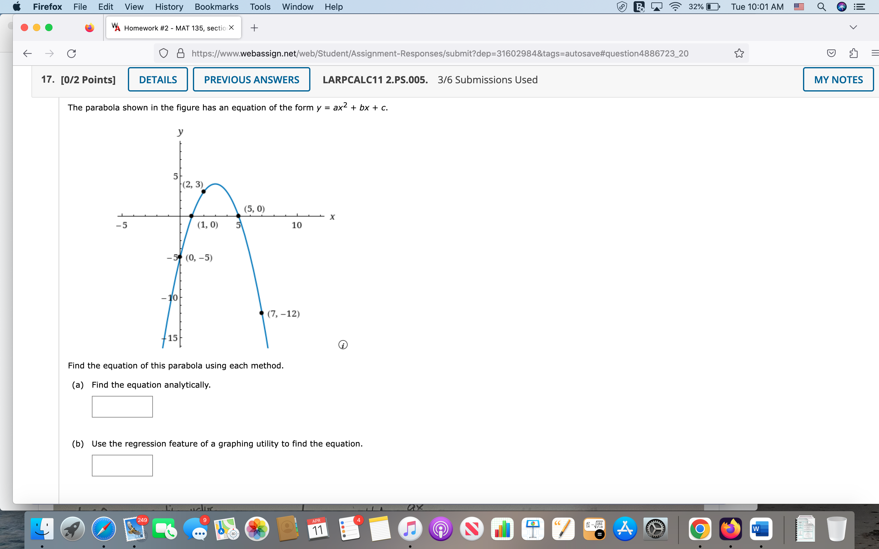 C O & https://www.webassign.net/web/Student/Assignment-Responses/submit?dep=31602984&tags=autosave#question4886723_20 9. [0/1 Points] DETAILS PREVIOUS ANSWERS LARPCALC11 2.T.010.