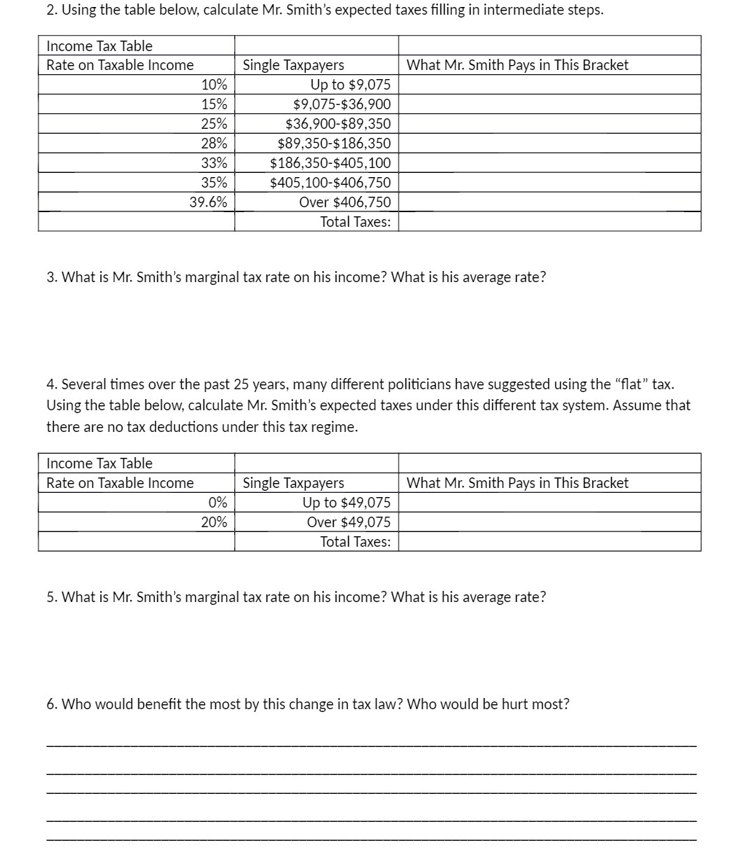 in intermediate steps. Income Tax Table Rate on Taxable Income Single Taxpayers