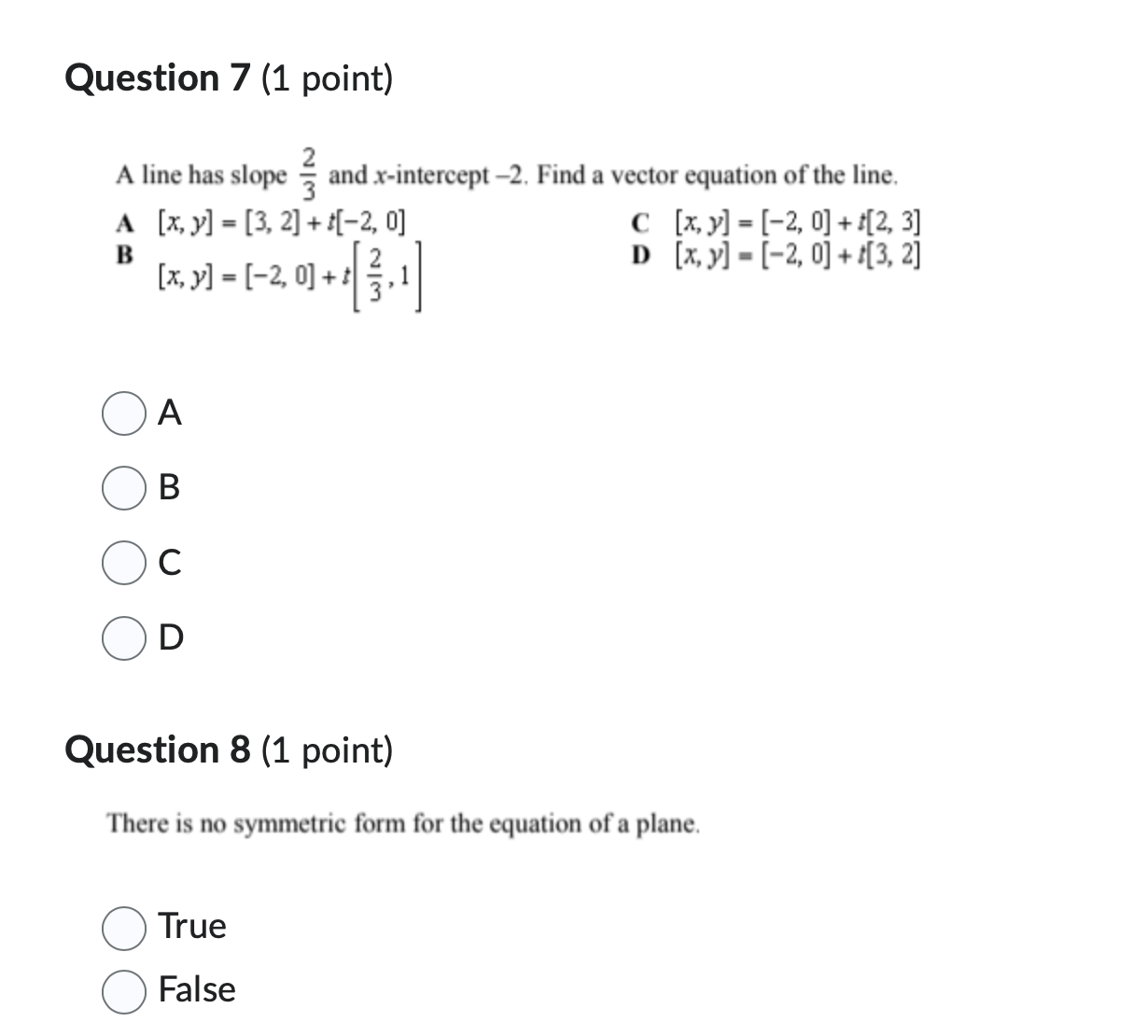 origin and has the direction vectors [ l, 2' 3] and [1,