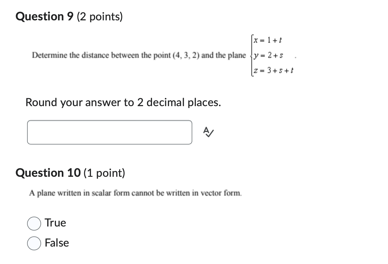 3' 2 ]. Find a scalar equation ol'the plane. A x+2y+32-U ('
