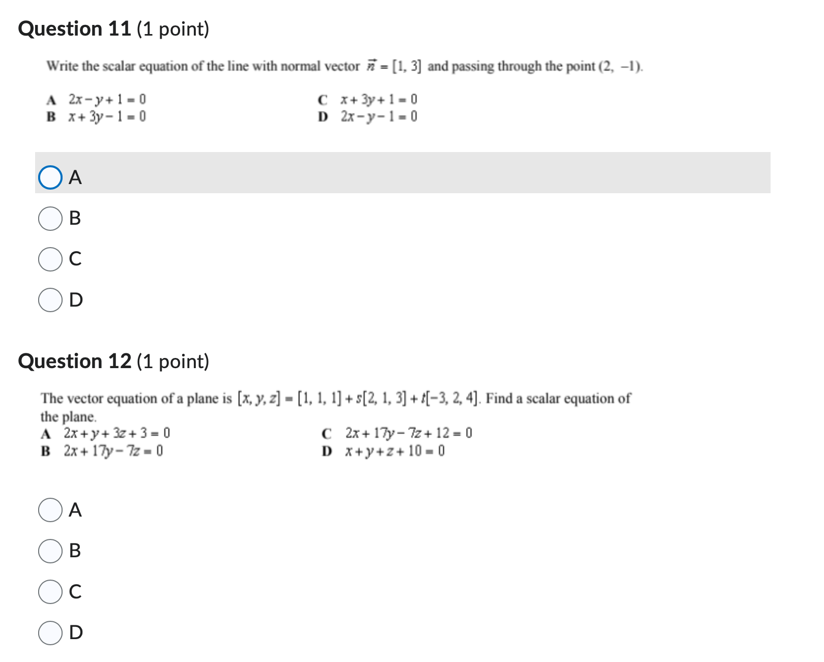 13x+y52-9 B x+3y22=U D 13x+y52=U Question 16 (2 points) A lll'lL' passes