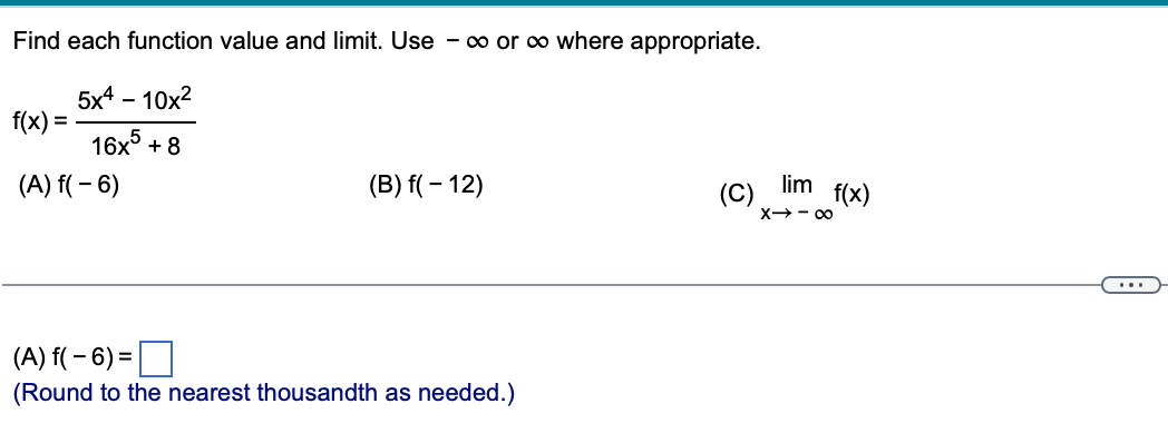 5x4 10x2 f(x) = 16x5 + 8 (A) f( 6) (B) f(