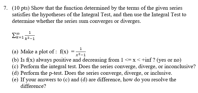 7'. (10 pts) Show that the function determined by the terms of
