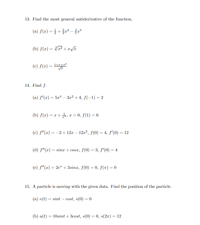(a) f(x) = x2 + 4x +5; [-3, -1] (b) f(x) =