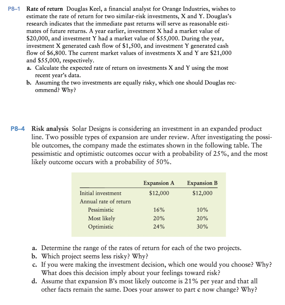 lower rate of return, but more current value?8-4 Im clueless P81 Rate