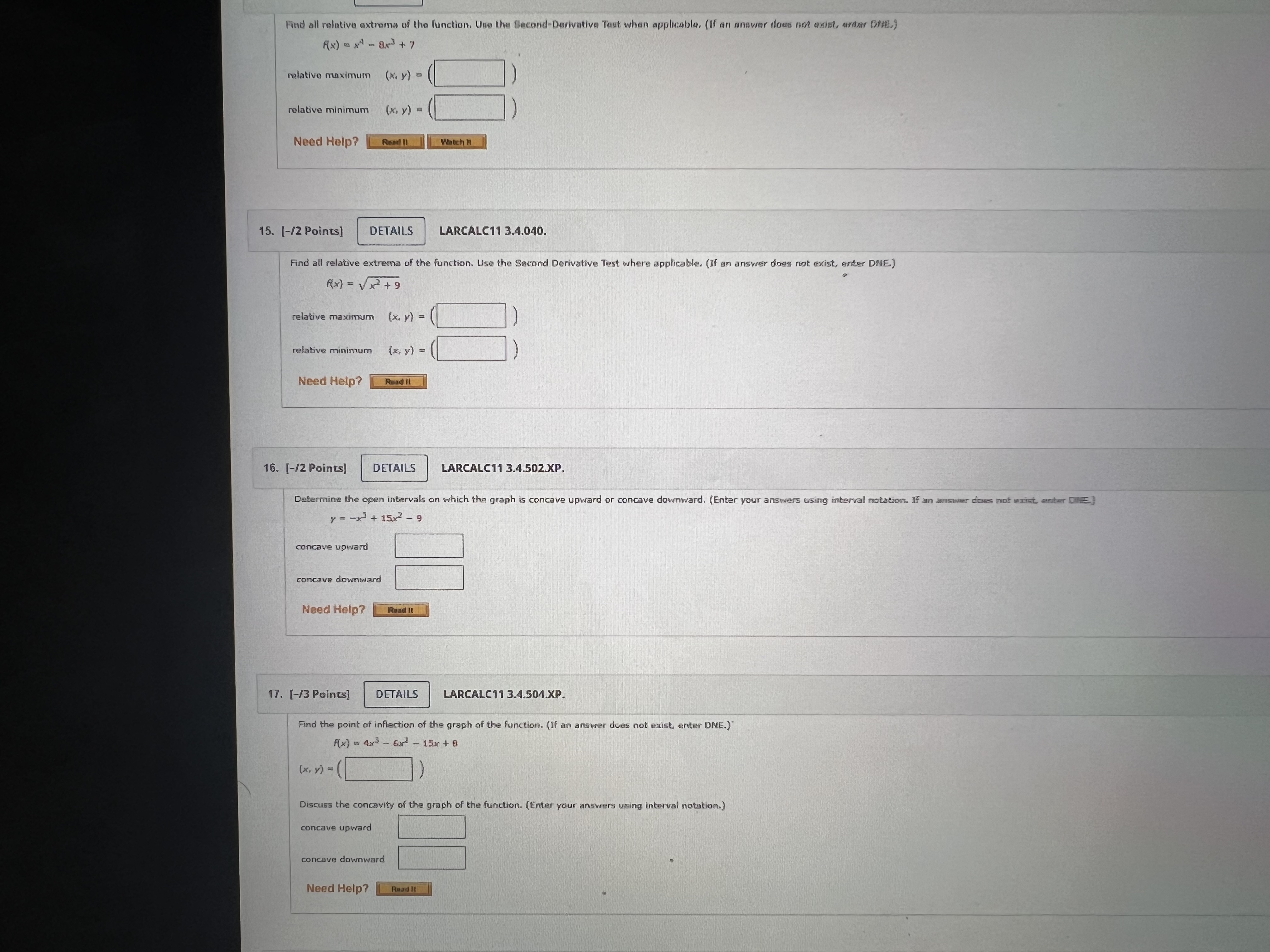 Help? Rand it 8. [2/2 Points] DETAILS PREVIOUS ANSWERS LARCALC11 3.4.006. Determine