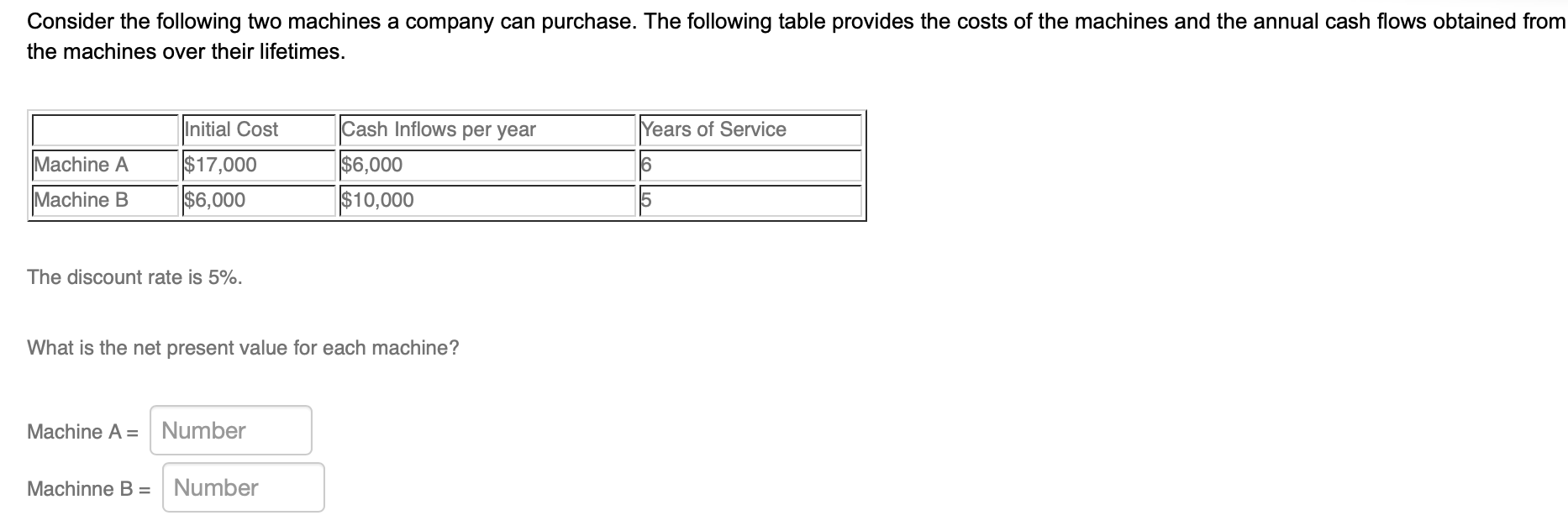 get to the right answer. thanks! Consider the following two machines a