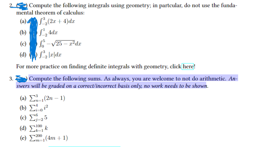 partcular, do not use the funda- mental theorem of calculus: (a) S,(2x