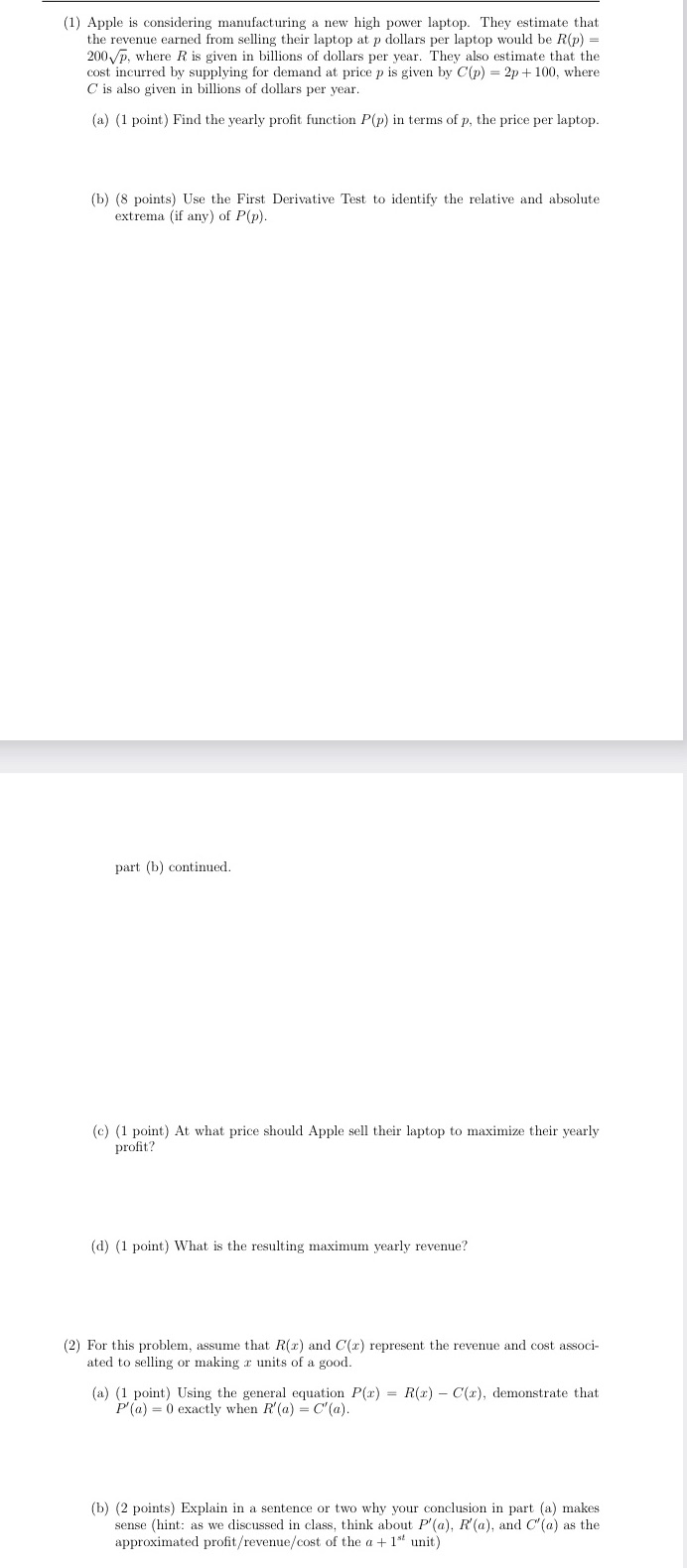 Please help me with that lab (1) Apple is considering manufacturing