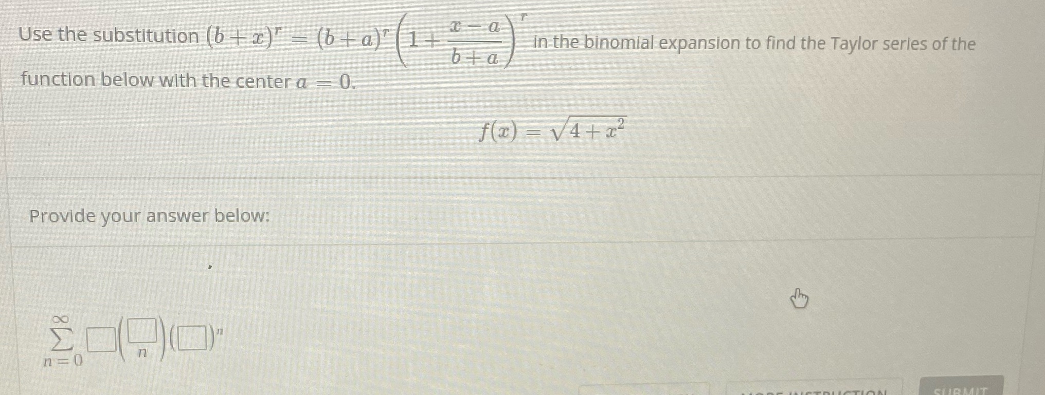  Use the substitution (b 4 x) = (b + a)" (14