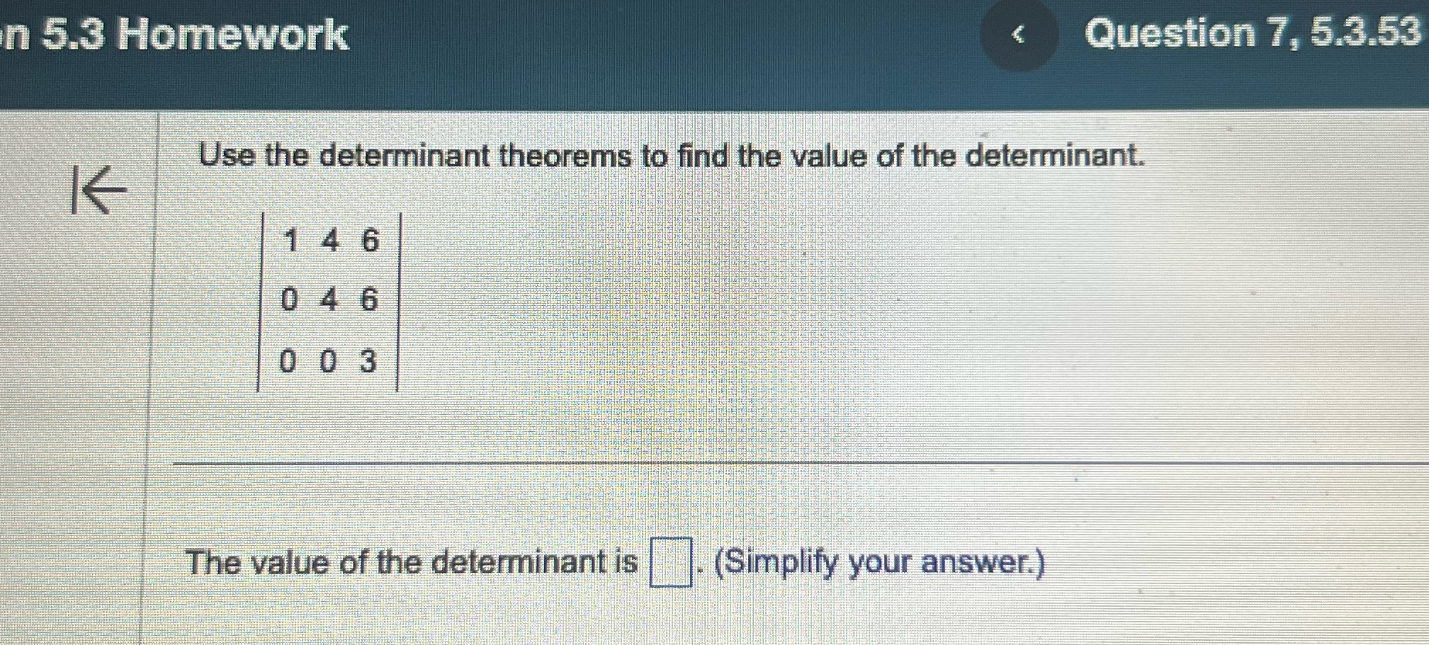 the value of the determinant Isimplify valuedf fre determinant .is your answer.