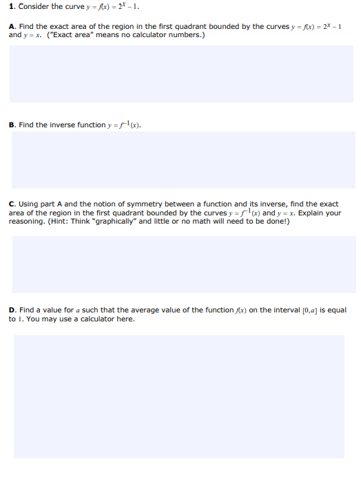 y = (). C. Using part A and the notion of symmetry