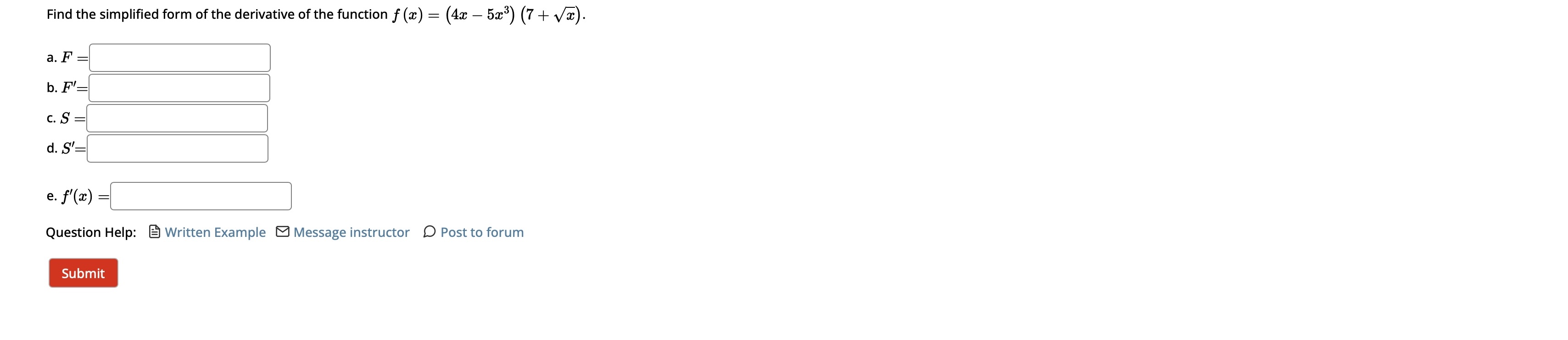 6' w :mi c. B = we: Question Help: Q Written Example