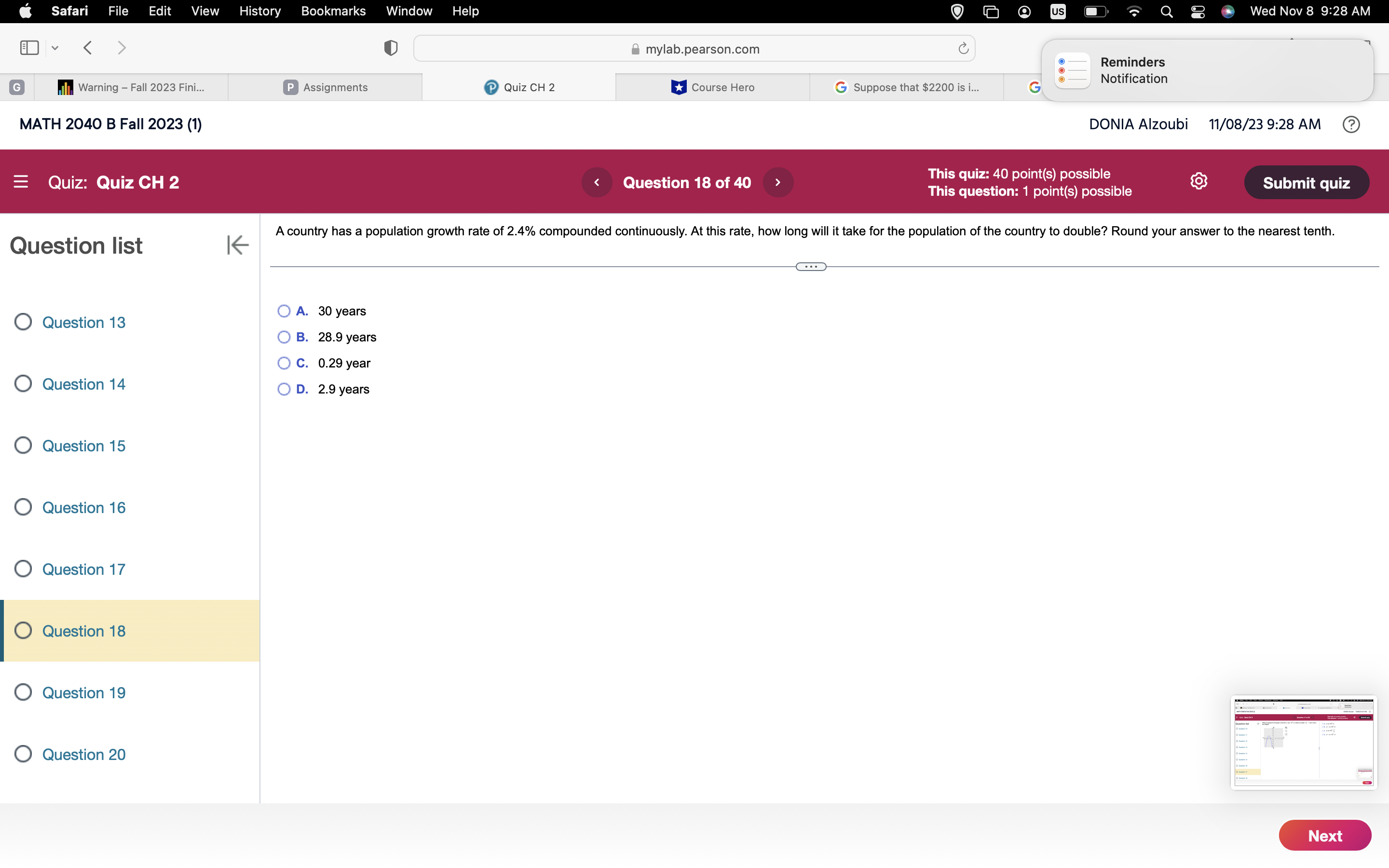 Select the graph for y = 8*. O Question 6 (D) Select