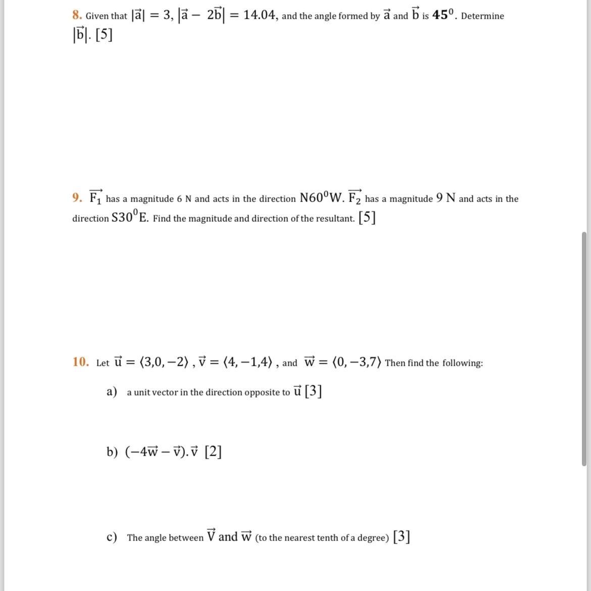 and the angle formed by a and b is 450. Determine [b).