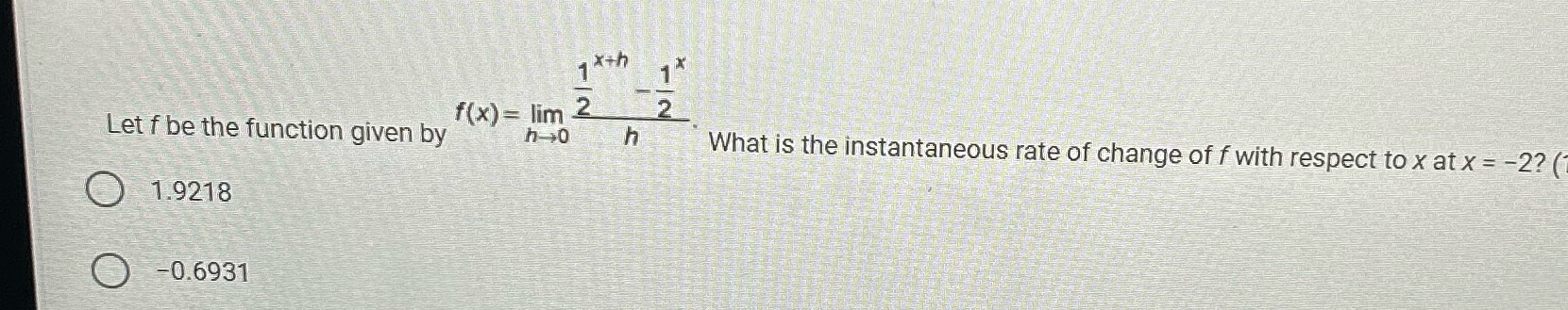 lim N h 0 h What is the instantaneous rate of change