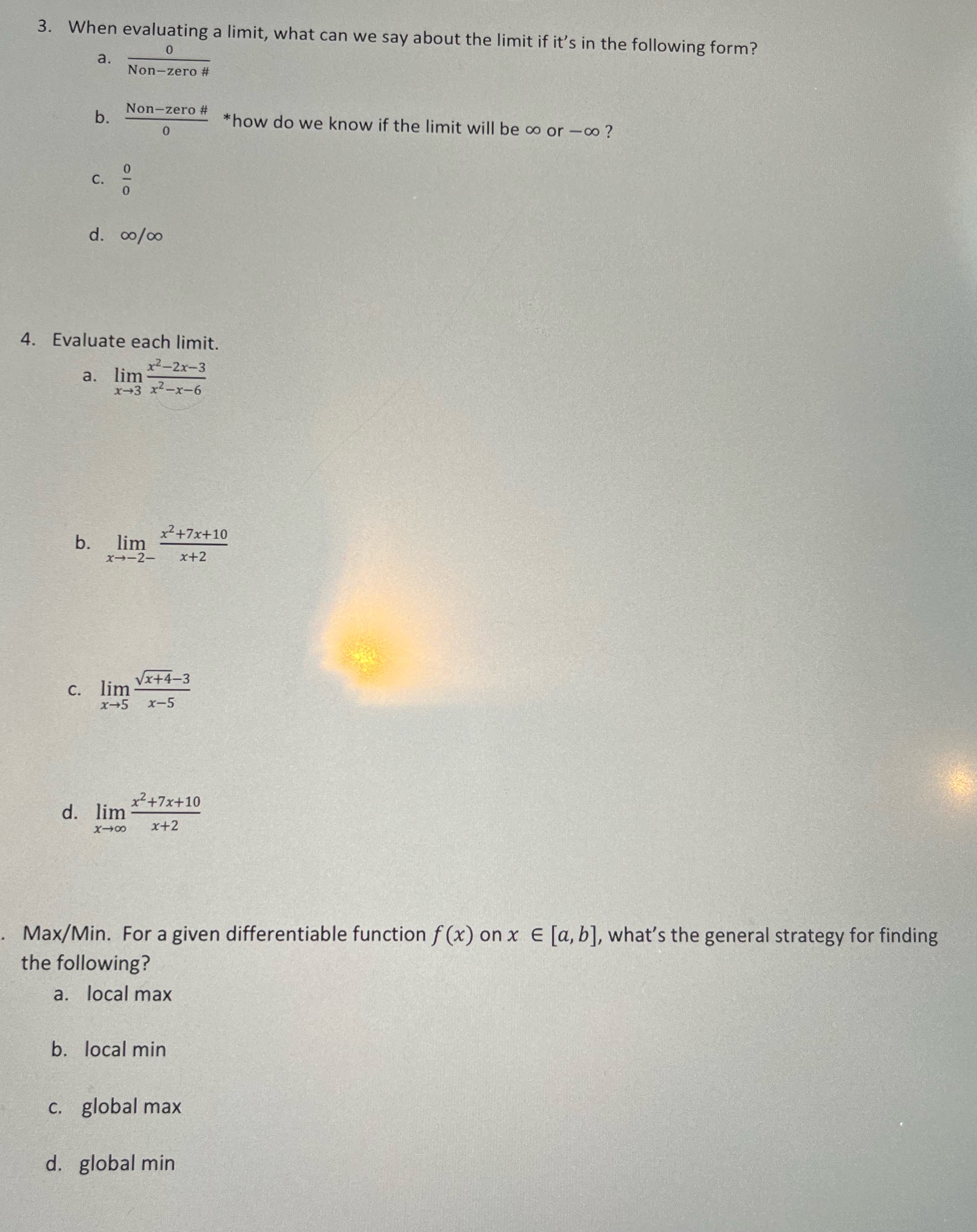 limit if it's in the following form? 0 a. Non-zero # O.