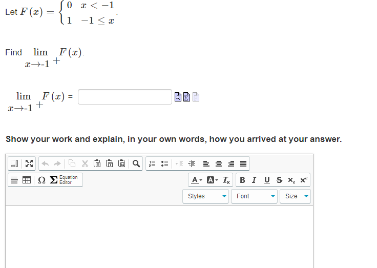 0 Let F (x) 1 Find lim F (x) lim F (x)