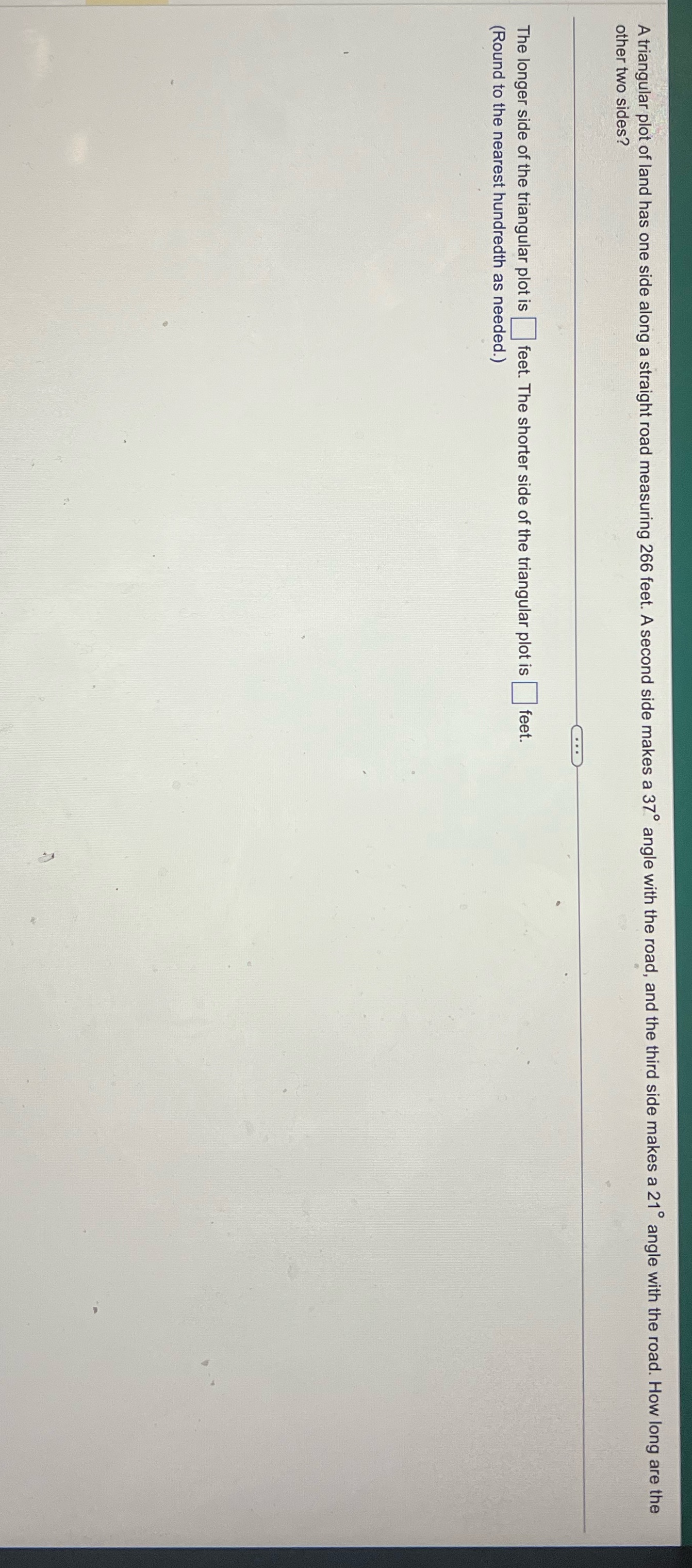 and also Show your work for The answer A triangular plot of
