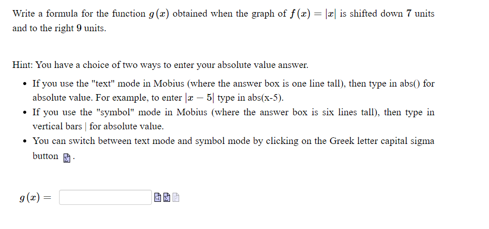  'Write a formula for the function g (3) obtained when the