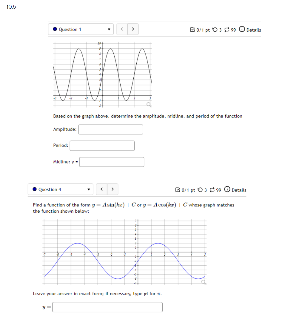 your answer in exact form; if necessary, type pi for 1r. I