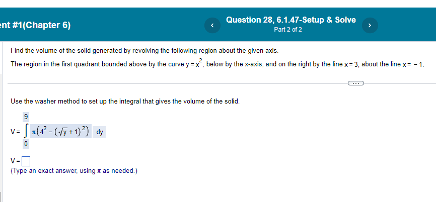 the region bounded by the given curve and lines about the x-exie.