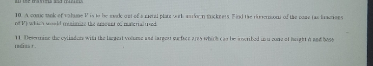 of volume V is to be made our of a metal plate