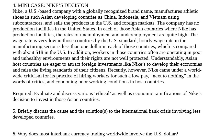 globally recognized brand name, manufactures athletic shoes in such Asian developing countries