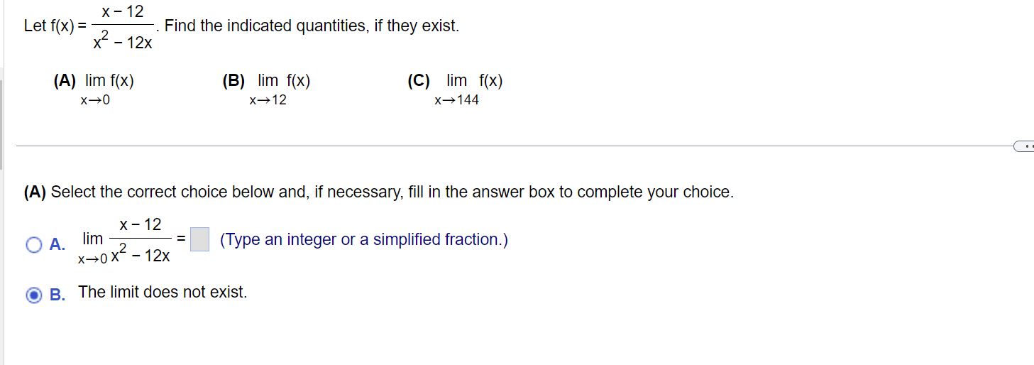  X - 12 Let f(X) = Find the indicated quantities, if