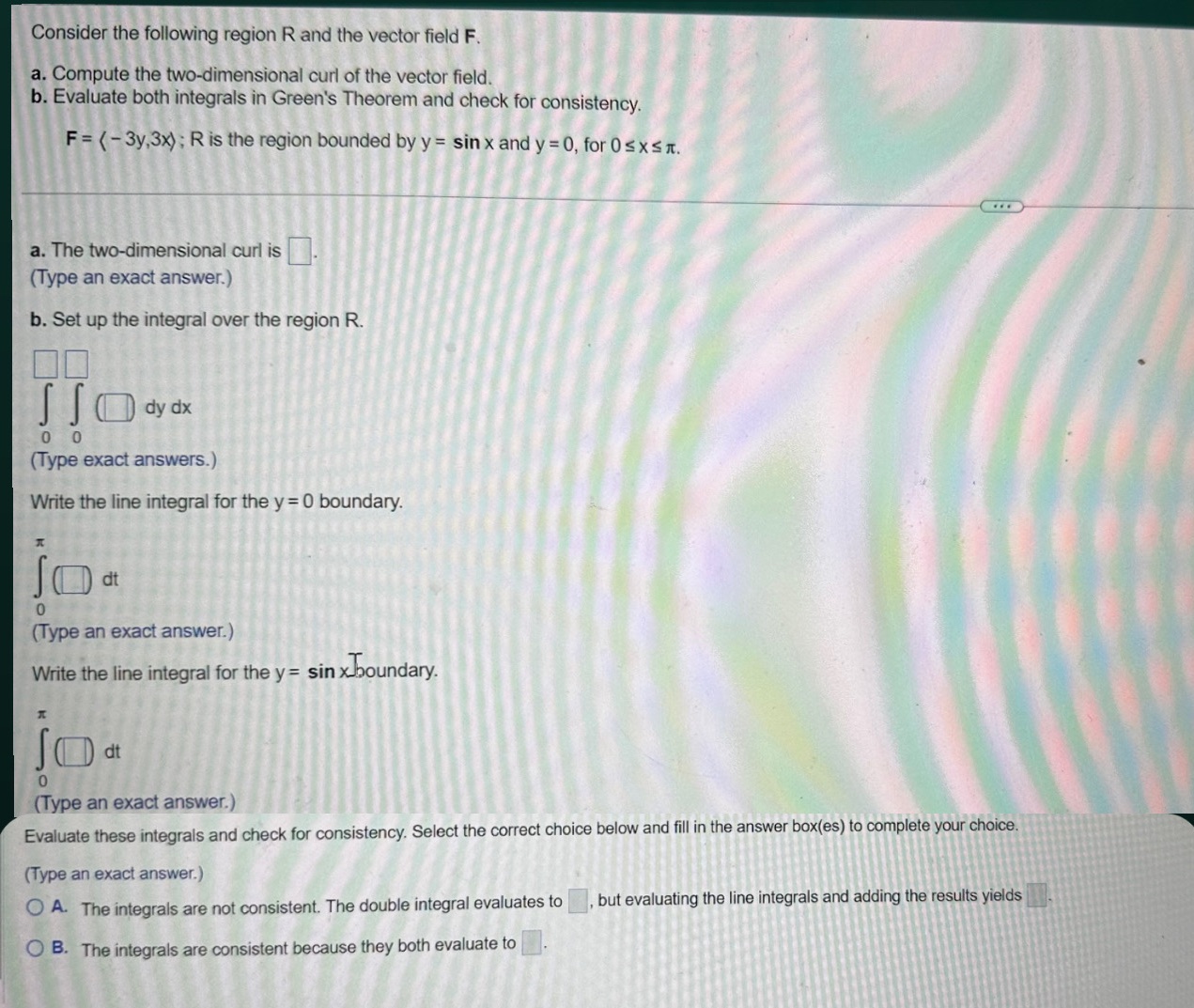 following region R and the vector field F. a. Compute the two-dimensional