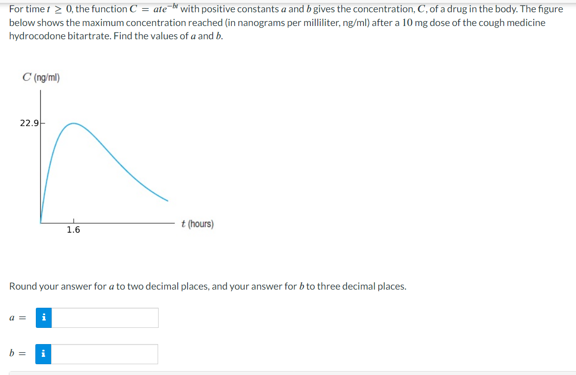  For time t 2 0, the function C = ate with