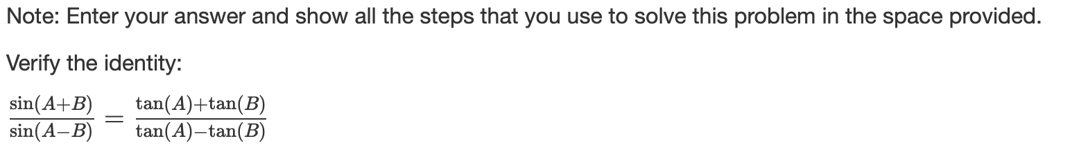  Note: Enter your answer and show all the steps that you