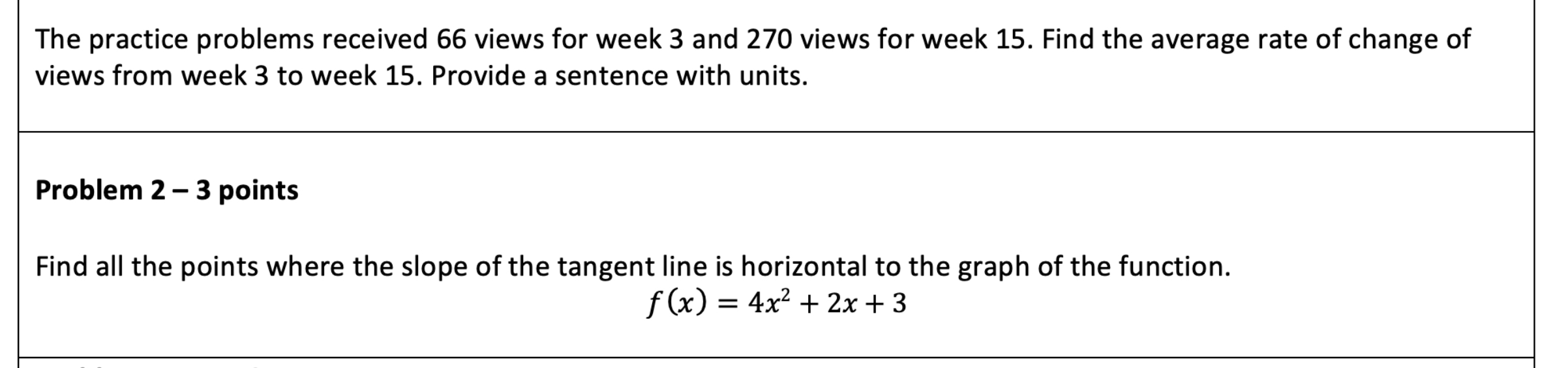 The practice problems received 66 views for week 3 and 270