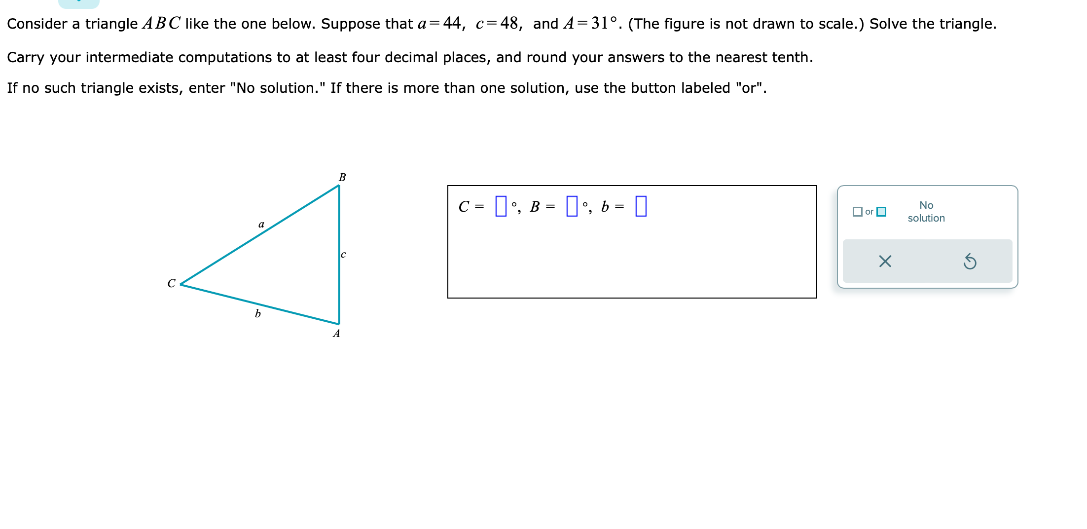 44, 0:48, and A: 31. (The figure is not drawn to scale.)
