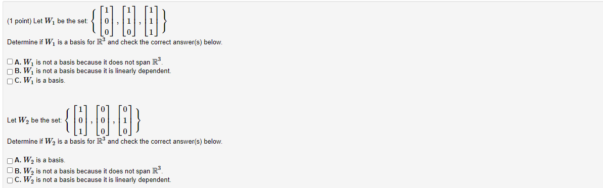 is a basis for IR" and check the correct answer(s) below. A.