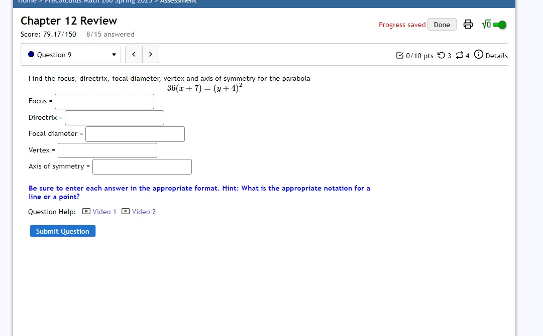 answered Progress saved Done l3 {0' . Question 25 V ( >