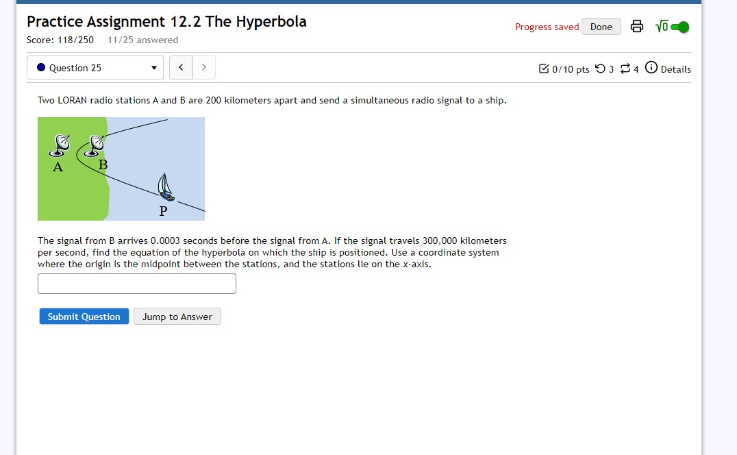 the midpoint between the stations, and the stations lie on the x-axis.