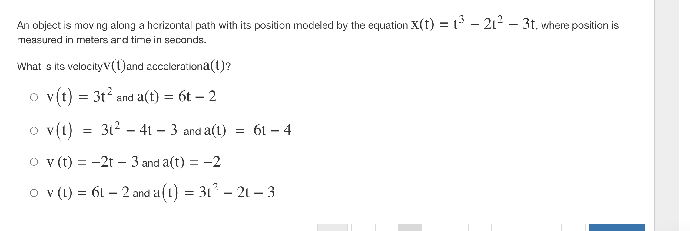 following describe the behavior ofd " (t)? O d"(t) is positive when