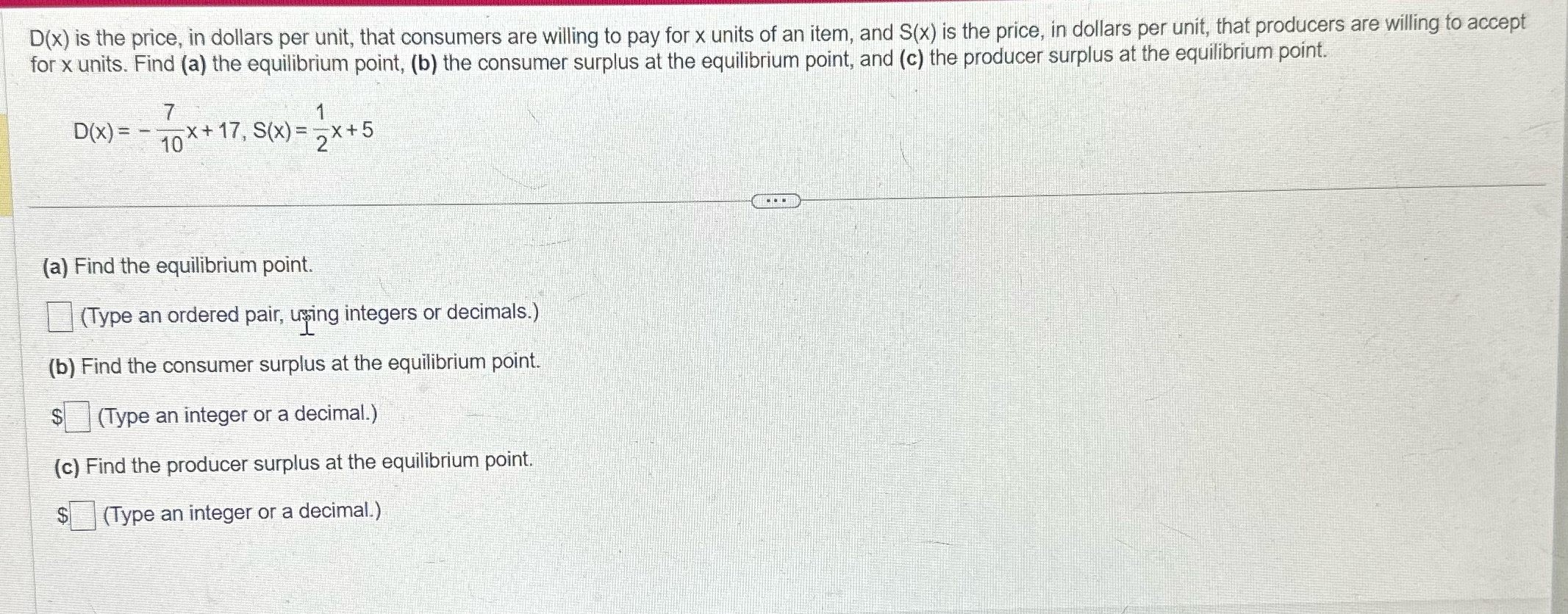 the price, in dollars per unit, that consumers are willing to pay