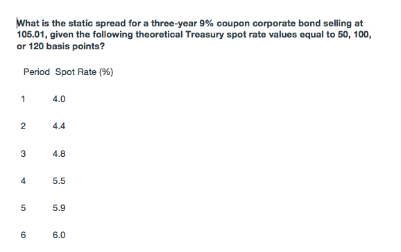coupon corporate bond selling at 105. 01 , given the following theoretical