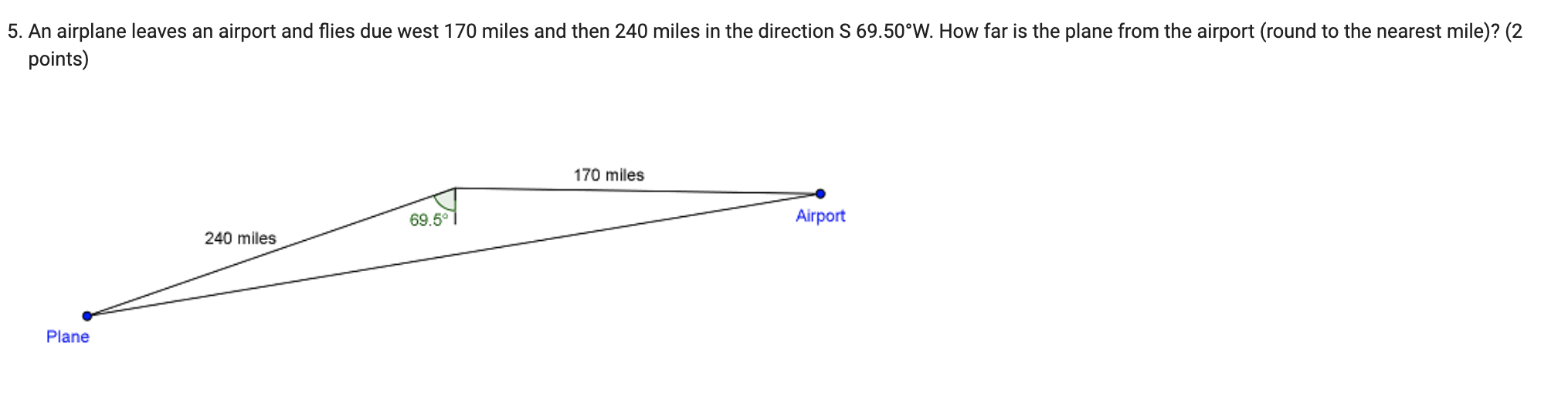 from the airport (round to the nearest mile)? (2 points) 170 miles