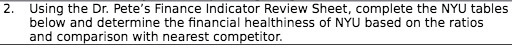  2 . Using the Or PETE'S Finance Indicator REVIEW Sheet ,