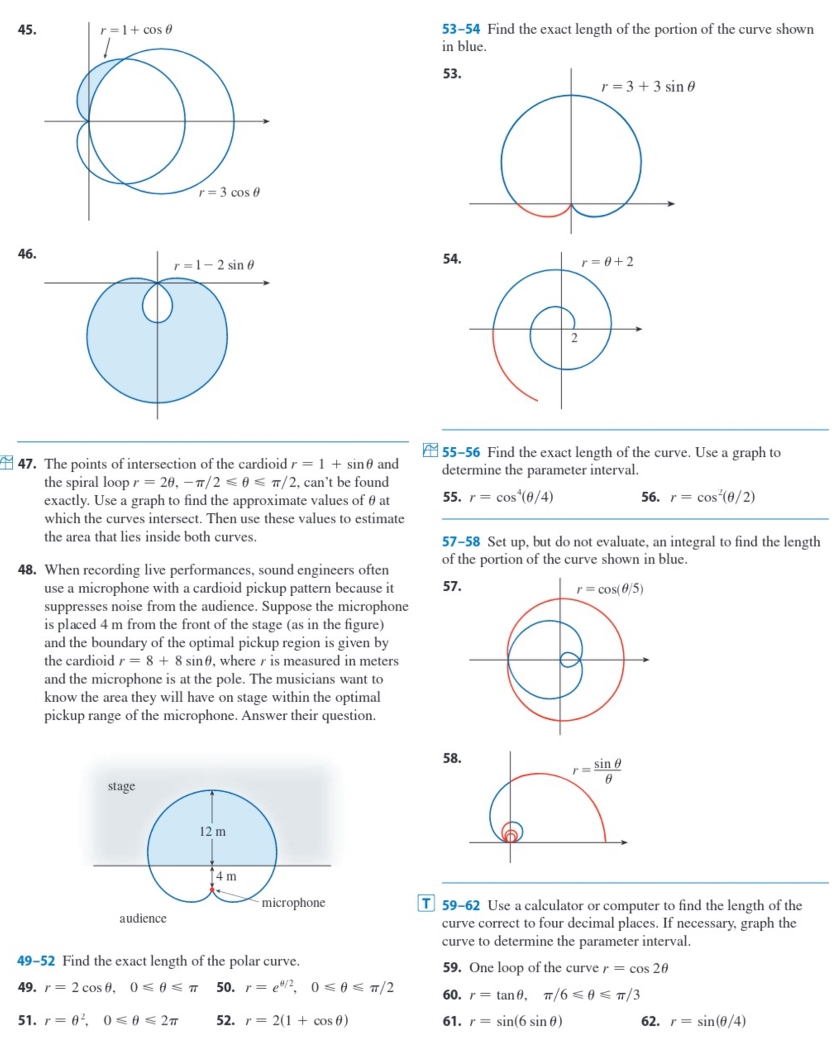 8. 35. Find the area inside the larger loop and outside the