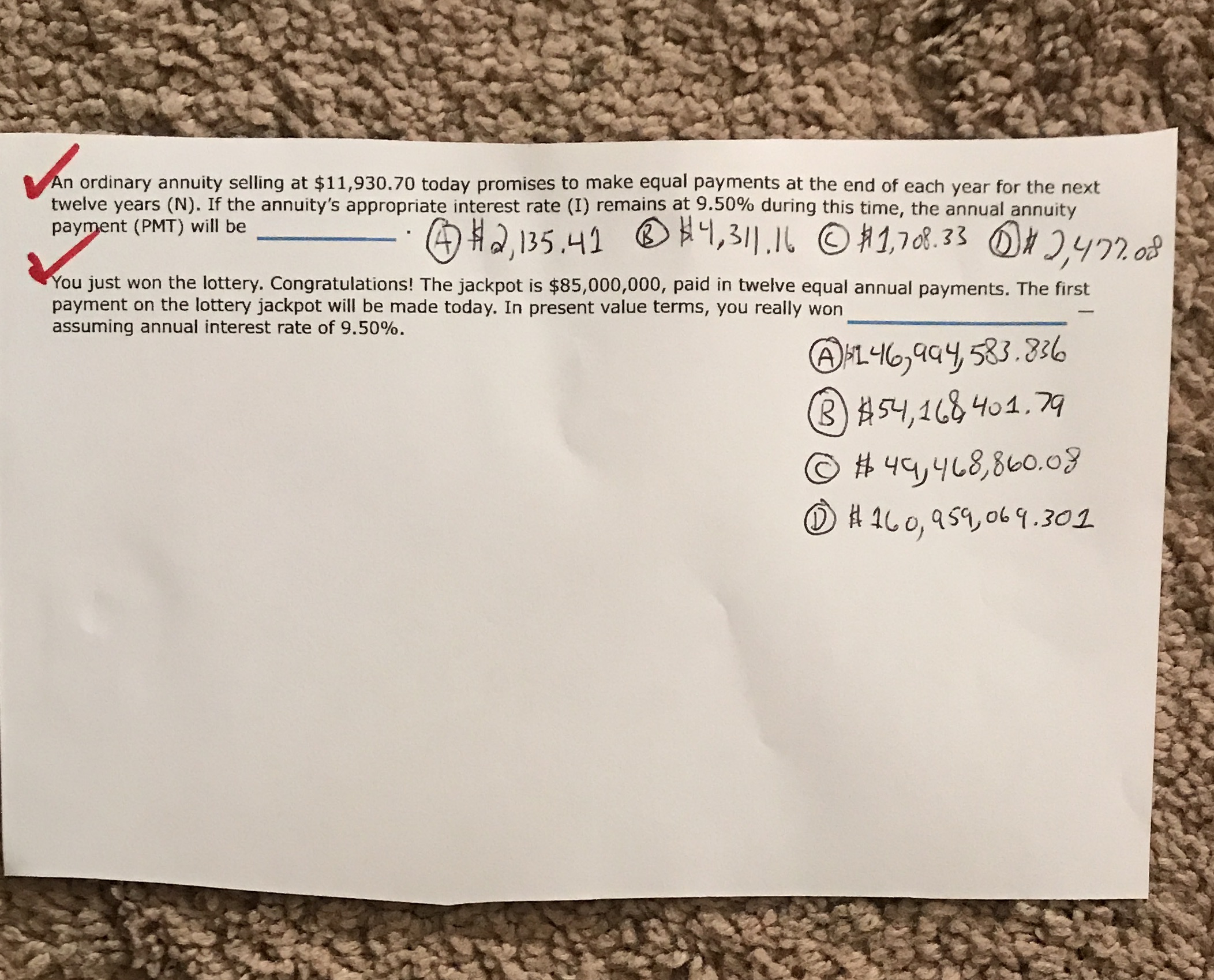 at $11,930.70 today promises to make equal payments at the end of